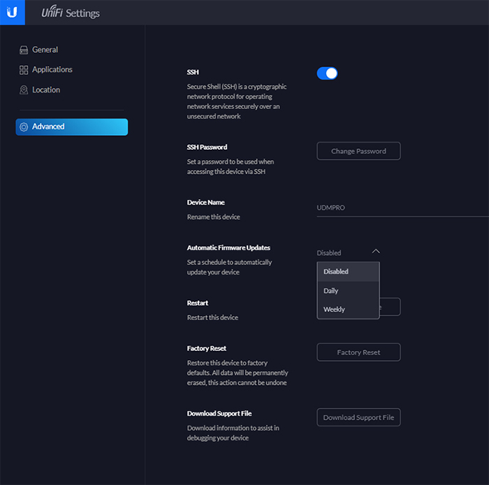 Firmware دستگاه های UniFi